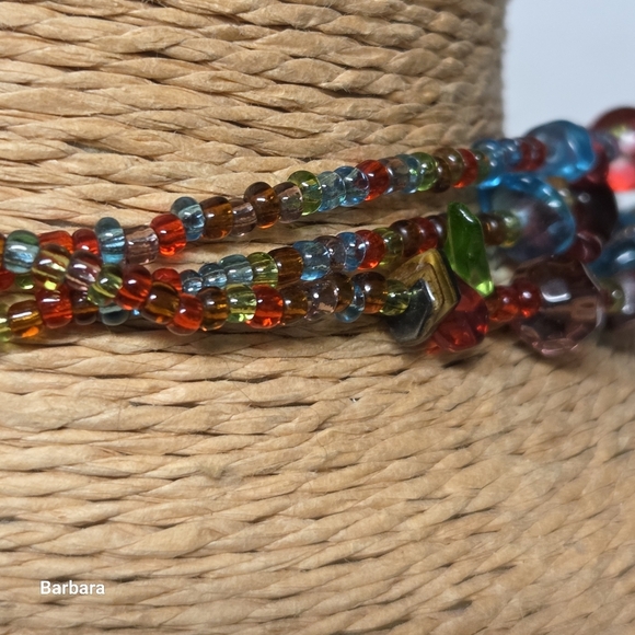 Vintage Multi-colored 3-Strand Czech Glass Beaded Necklace - Picture 5 of 6